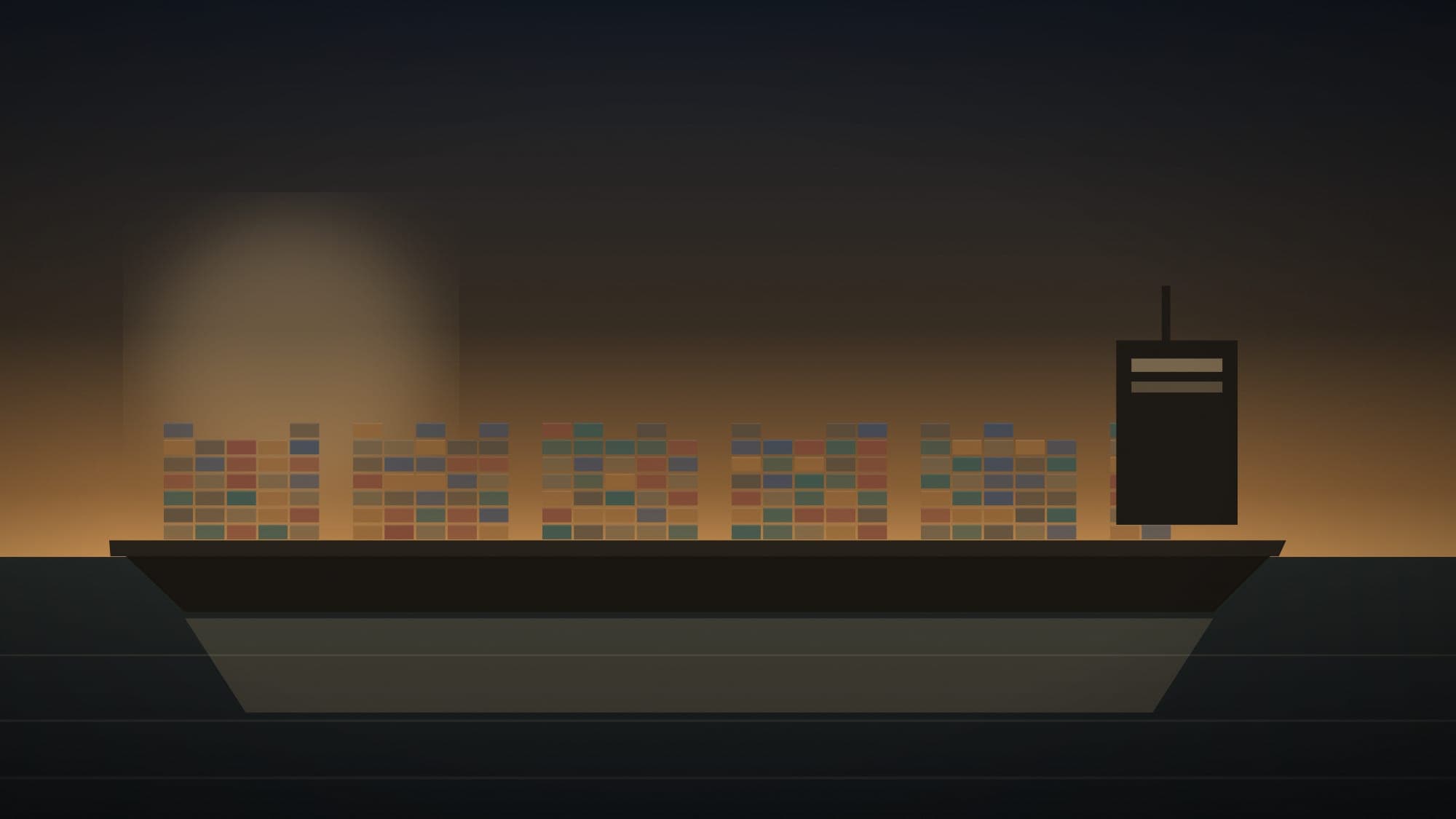 Container ship at sea